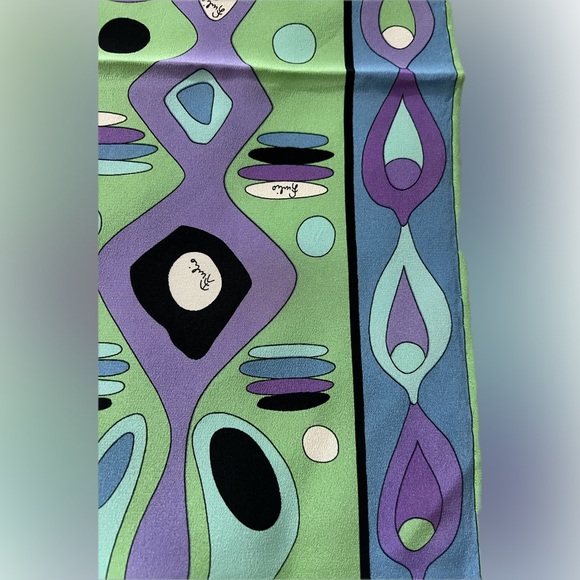 Emilio Pucci Silk Scarf in Purple and Green - Picture 4 of 7